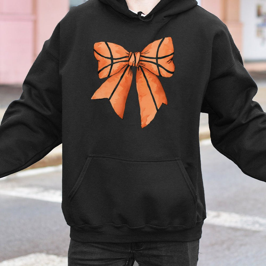 Basketball Bow Hoodie | Aesthetic Coquette Sports Sweatshirt | Premium Cotton-Blend Pullover | Cute Gift For Basketball Mom & Player