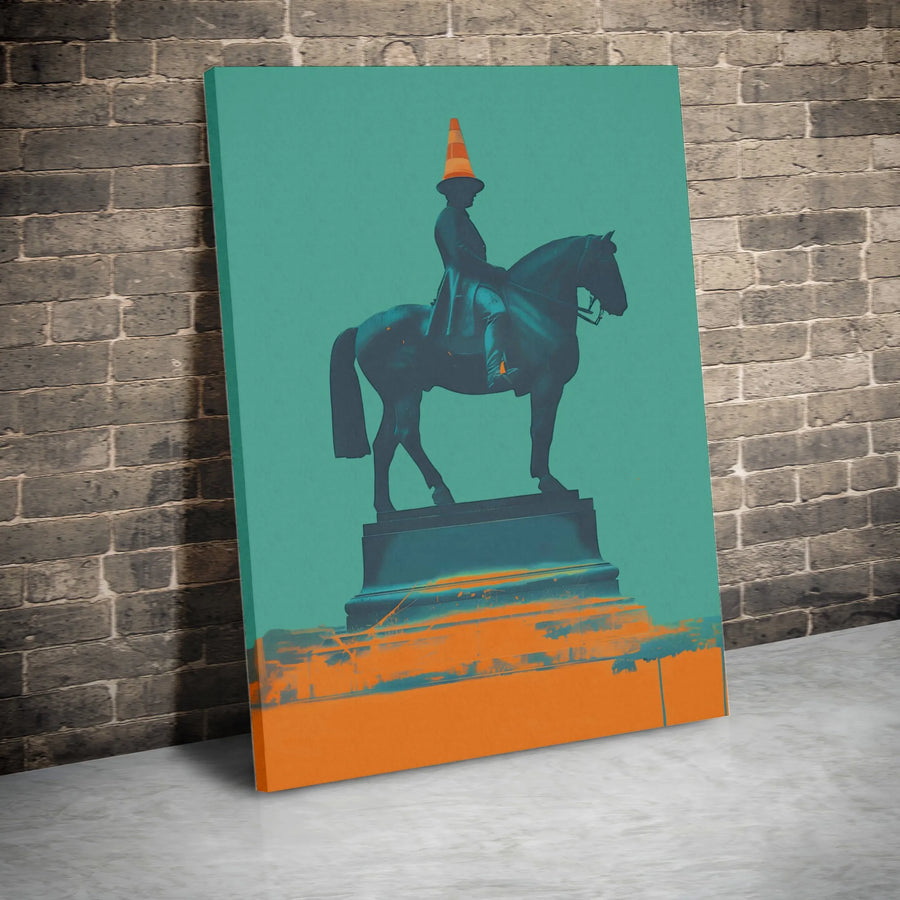 Glasgow Statue Art Print | Wellington Traffic Cone Street Style | Premium Gallery Canvas | Unique Urban Decor Gift for Modern Home