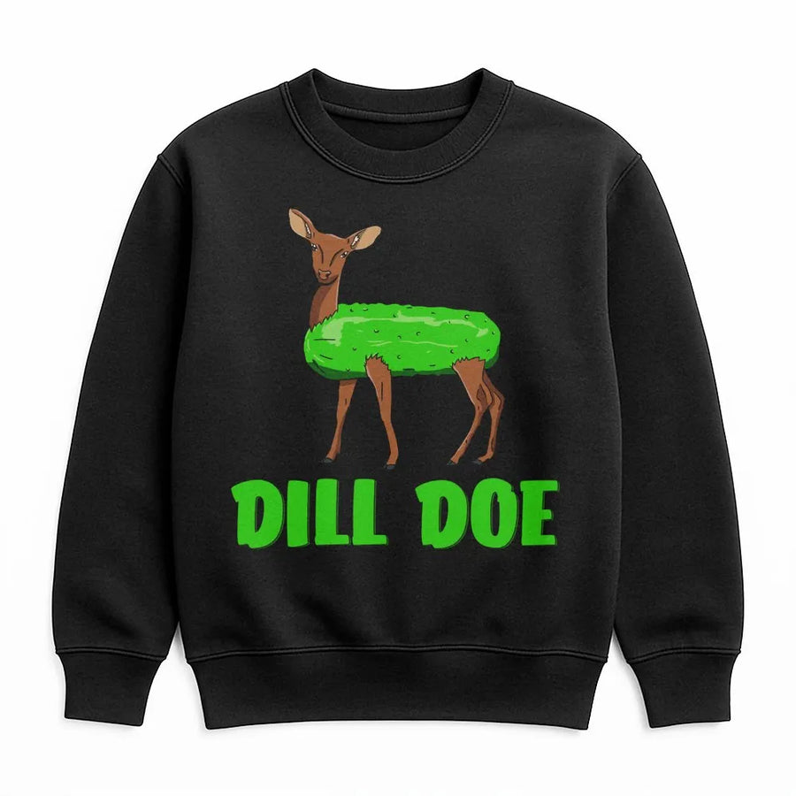 Dill Doe Sweatshirt | Funny Pickle Deer Pun Graphic | Premium Cotton Blend Crewneck | Humorous Foodie Gift for Men and Women