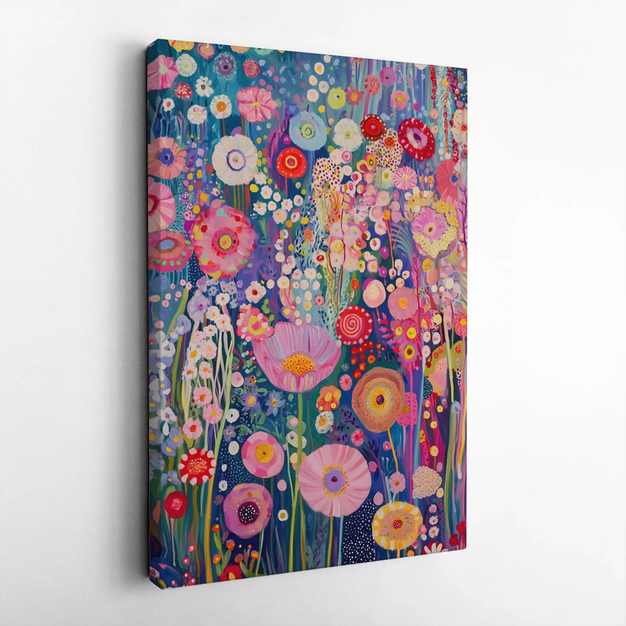 Wildflower Meadow Canvas Print | Vibrant Abstract Floral Garden Wall Art | 1.25 Inch Gallery Wrap | Bohemian Home Decor Gift For Her