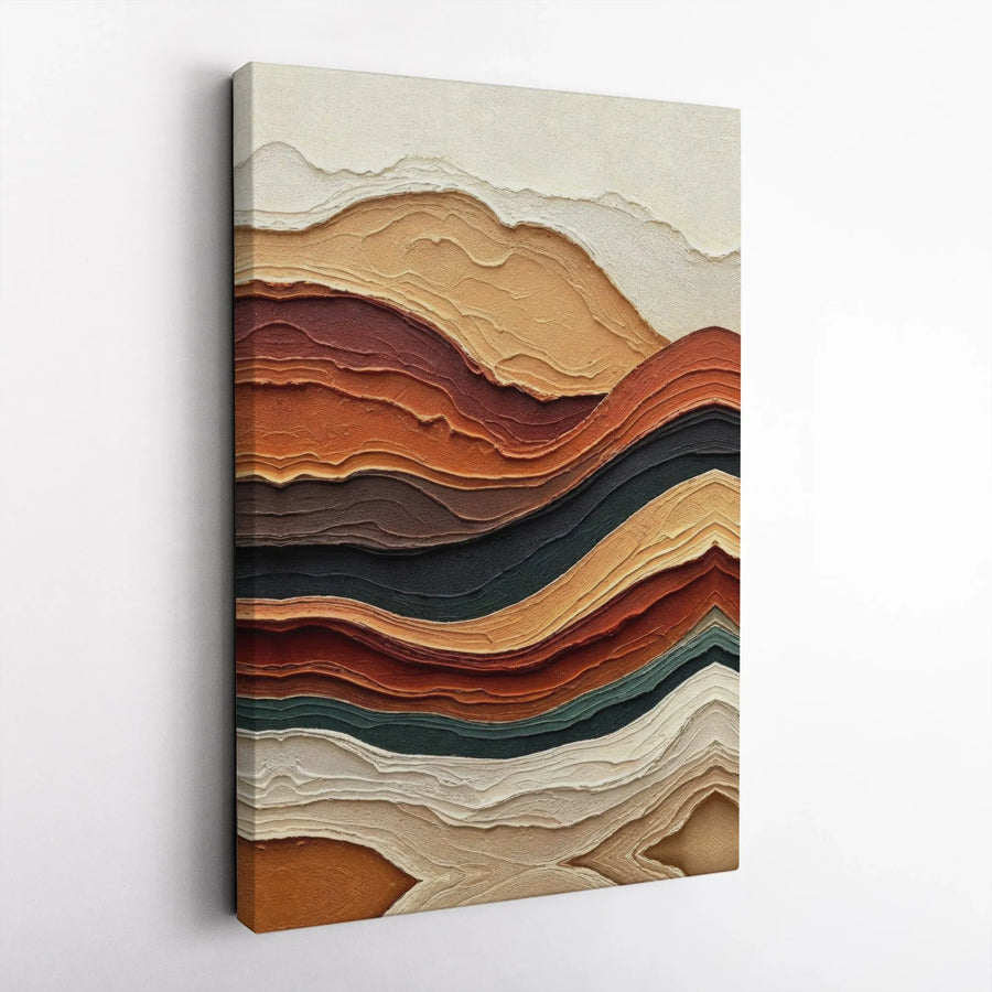 Abstract Earth Tones Canvas Art | Textured Topographic Wall Decor | Premium Framed Print | Modern Living Room & Office Decor Gift