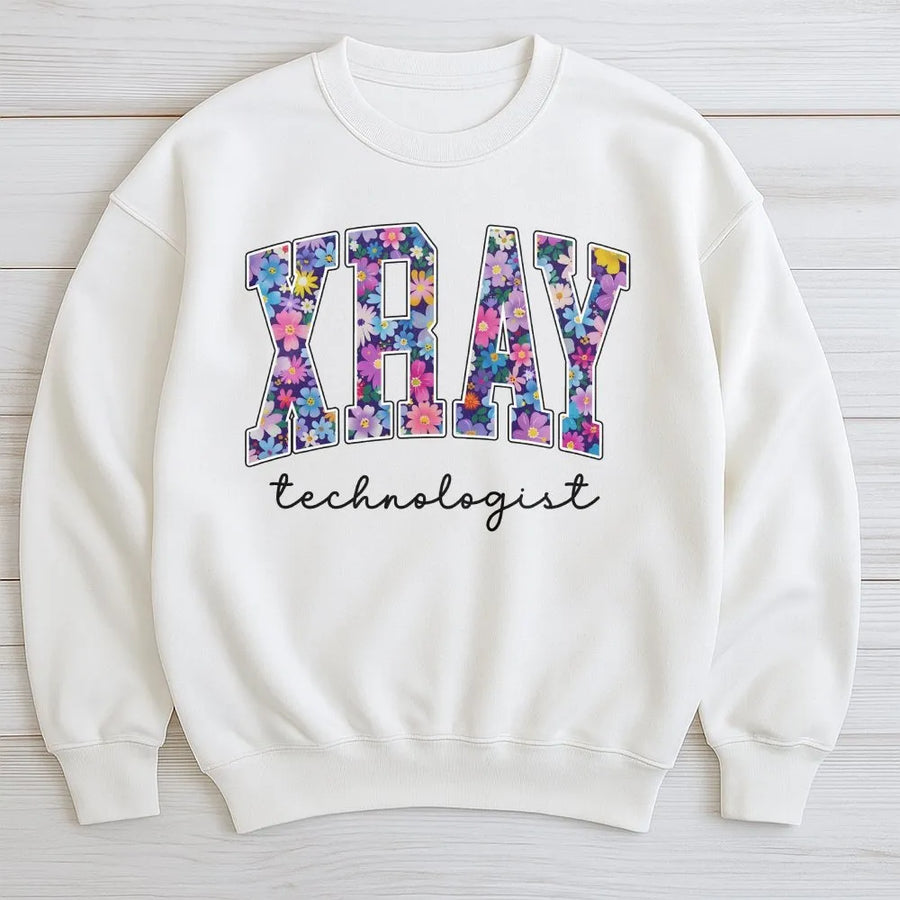 Xray Tech Sweatshirt | Floral Radiology Technologist Design | Soft Crewneck Pullover | Gift for Medical Imaging Grad