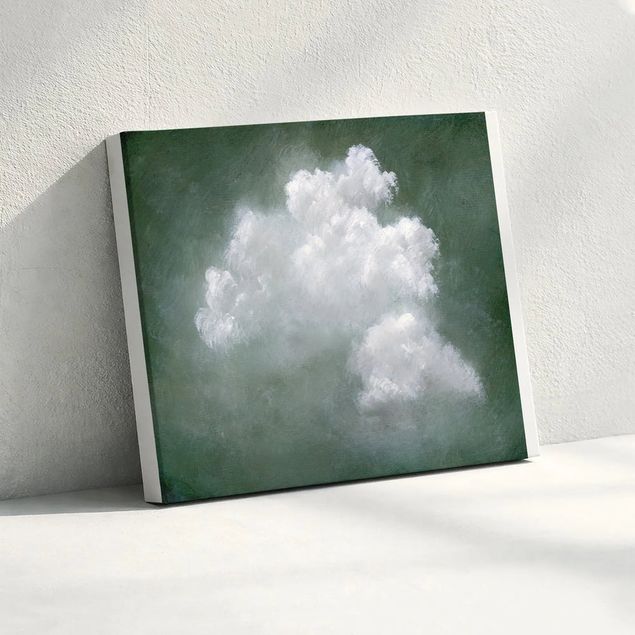 Cloud Painting Canvas Print | Vintage Sage Green Sky Art | Premium Gallery Wrapped Canvas | Modern Farmhouse Bedroom Decor