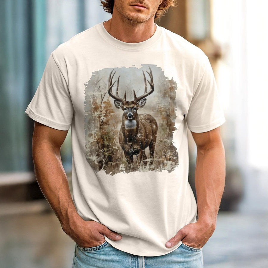 Vintage Deer T-Shirt | Rustic Wildlife Graphic Tee | 100% Cotton Premium Quality | Hunting Gift for Animal Lovers and Outdoorsmen