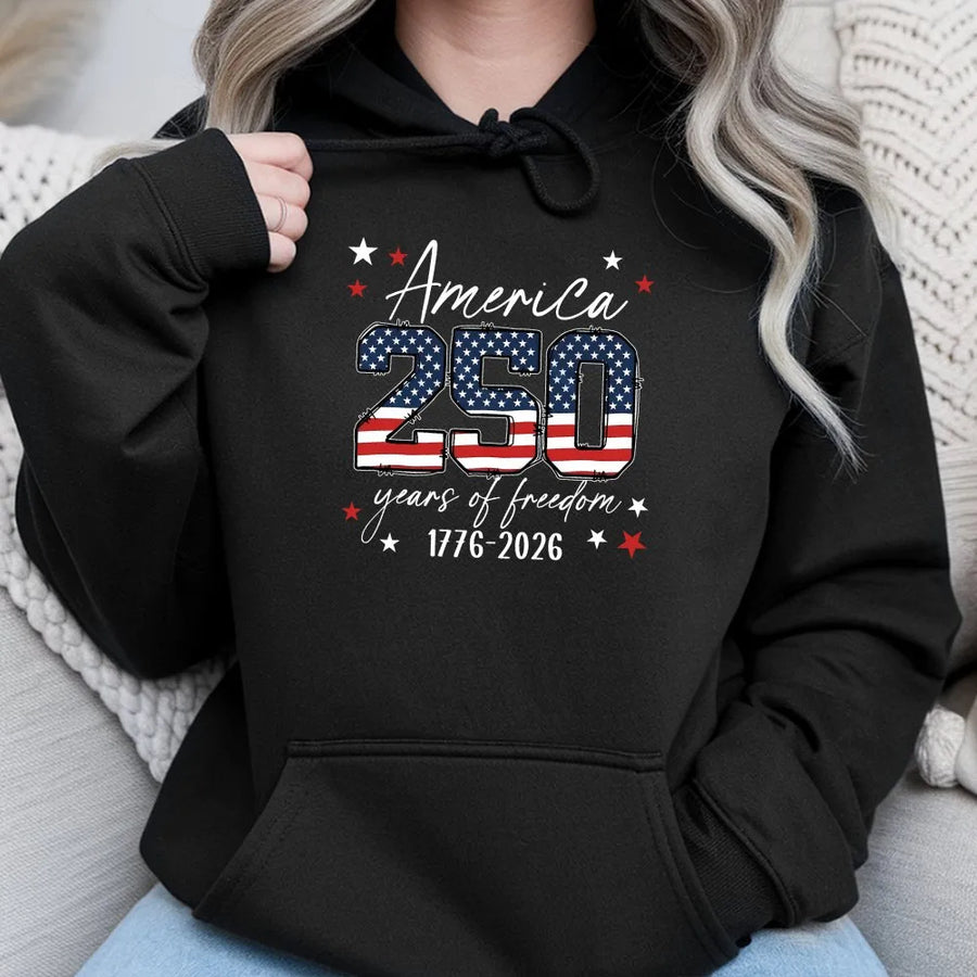 USA 250th Anniversary Hoodie | American Flag 1776-2026 Design | Premium Cotton Blend | Collector's Patriotic 4th of July Gift