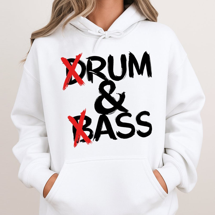 Drum and Bass Hoodie | Funny Rum and Ass Music Pun Graphic | Premium Cotton Blend | Unisex Gift for EDM Lovers and Ravers