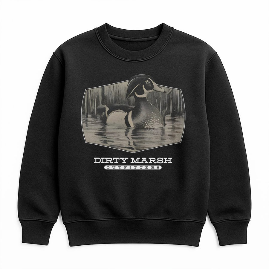 Duck Hunting Sweatshirt | Wood Duck Marsh Wildlife Graphic | Premium Cotton Blend | Gift for Waterfowl Hunter and Outdoorsman