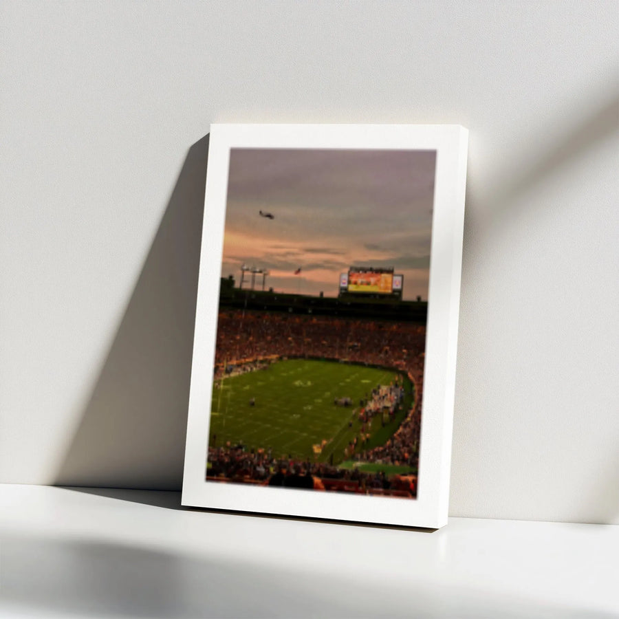 Football Stadium Canvas Print | Cinematic Sunset Game Day Flyover | Premium Gallery Wrapped Wall Art | Sports Fan Decor & Gift
