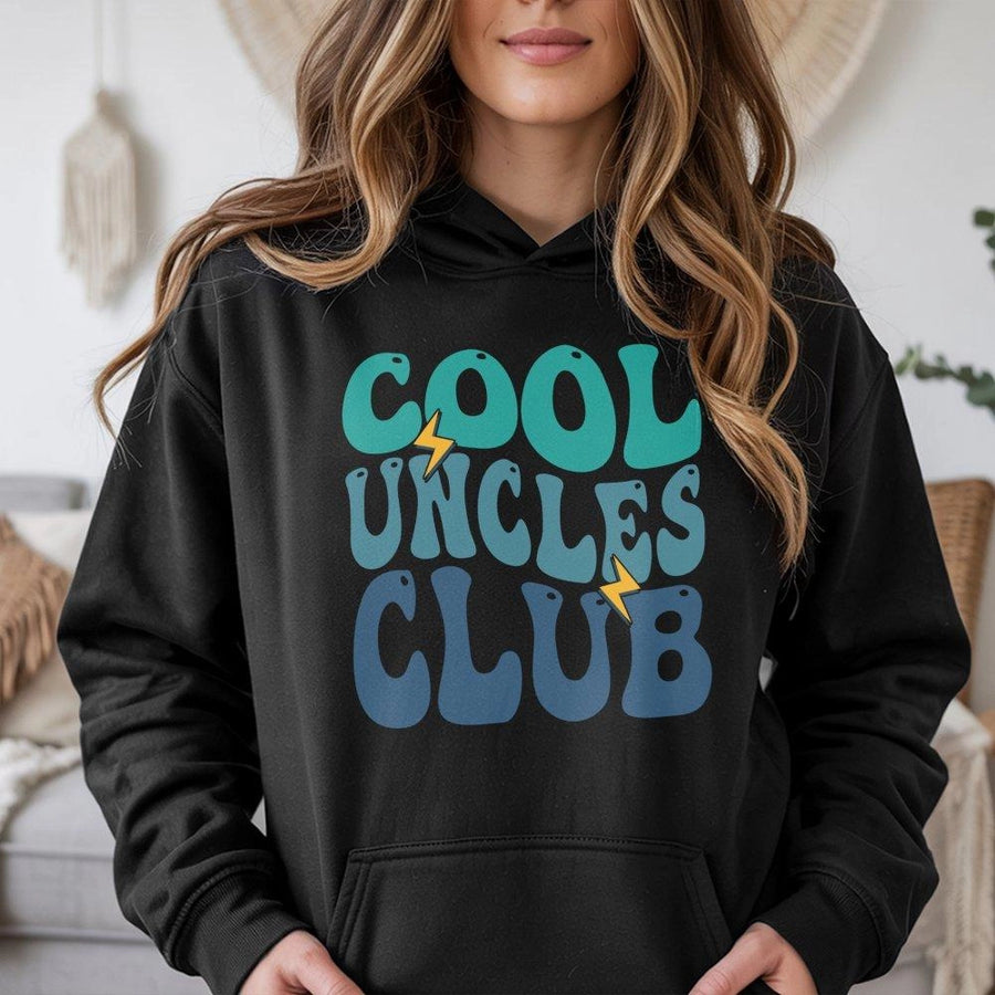 Cool Uncles Club Hoodie | Retro Aesthetic Graphic Sweatshirt | Cotton-Polyester Blend | Perfect Gift for New Uncle or Birthday Present