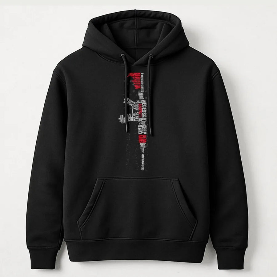 Second Amendment Hoodie | 2A Constitution Text Rifle Design | Premium Cotton Blend Apparel | Pro Gun Rights Patriotic Gift For Him