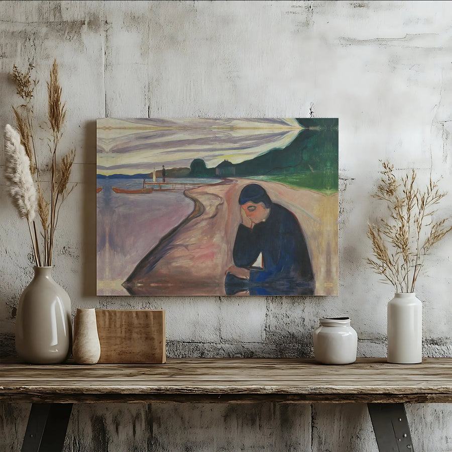 Edvard Munch Melancholy Canvas Art | Famous Expressionist Wall Decor | Premium Fade-Resistant Gallery Wrap | Iconic Museum Fine Art Gift