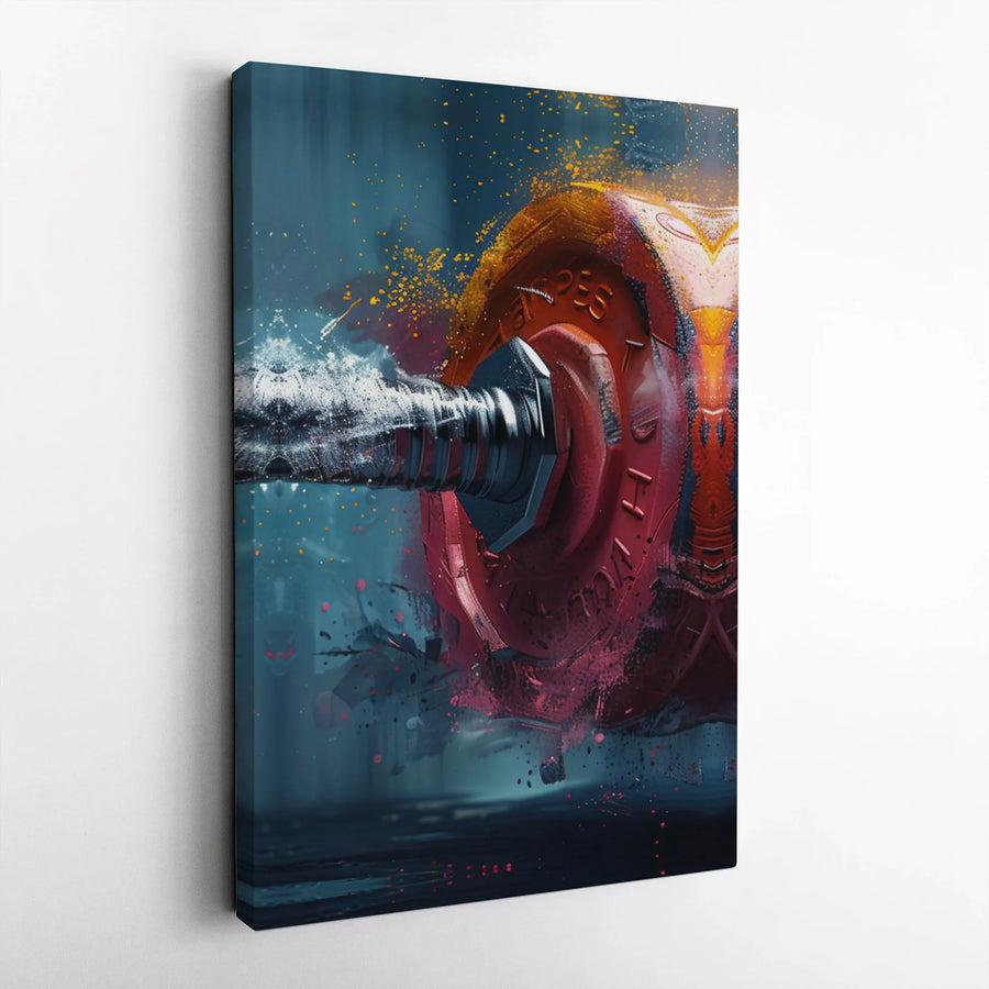 Abstract Dumbbell Canvas Print | Modern Gym Motivation Wall Art | Premium Fade-Resistant Gallery Wrap | Motivational Decor for Home Gym or Office
