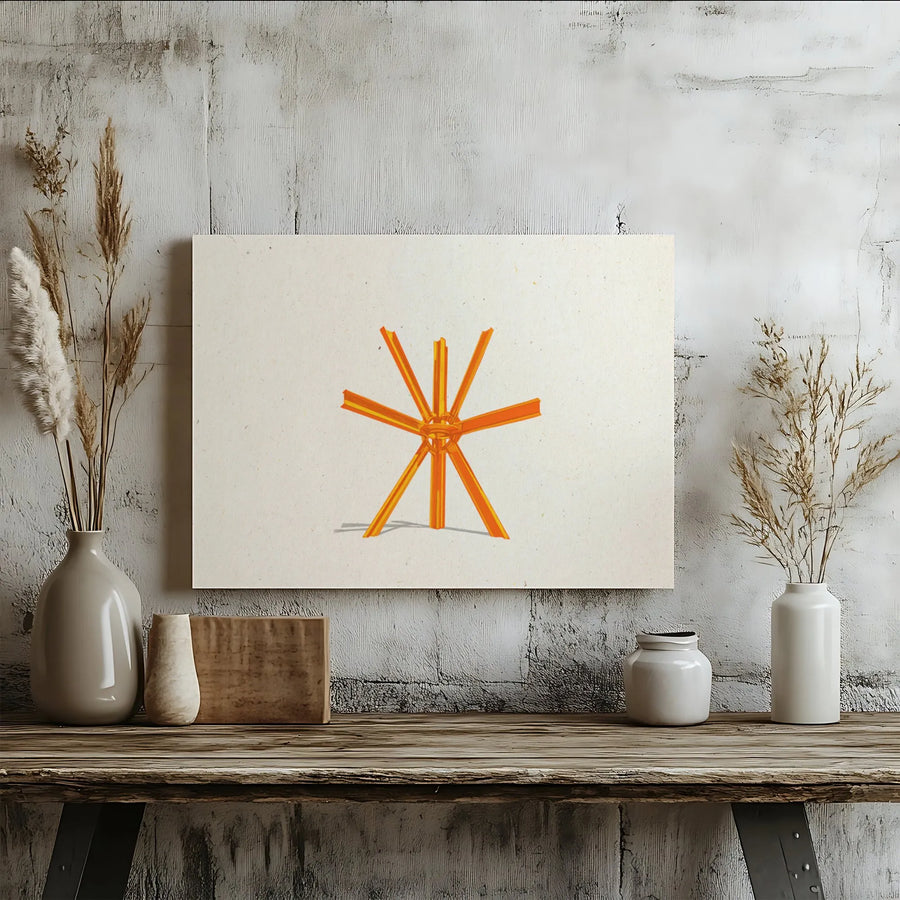 Abstract Geometric Asterisk Canvas Art | Minimalist Orange Modern Structure Print | Premium Gallery-Wrap Wall Decor | Gift for Modern Home Office