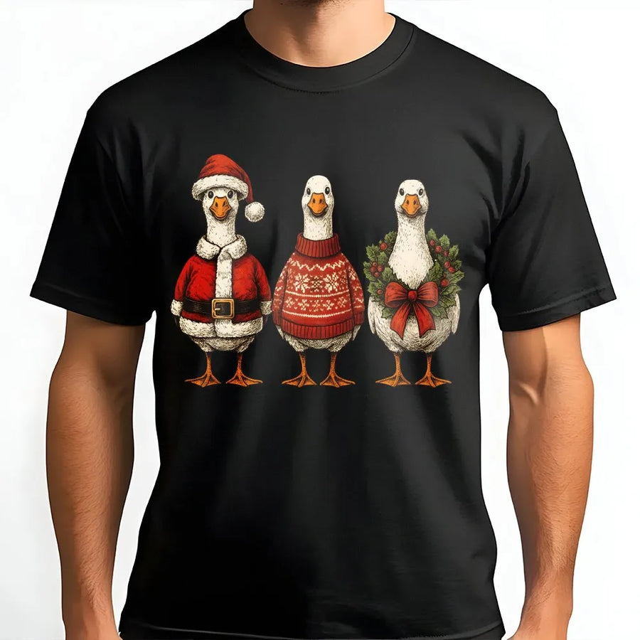 Christmas Goose T-Shirt | Funny Santa Bird Graphic Tee | Premium Cotton Holiday Apparel | Cute Animal Winter Gift for Women & Men