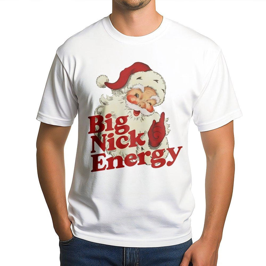 Big Nick Energy T-Shirt | Retro Santa Graphic Print | Premium Soft Cotton | Funny Christmas Gift for Men and Women