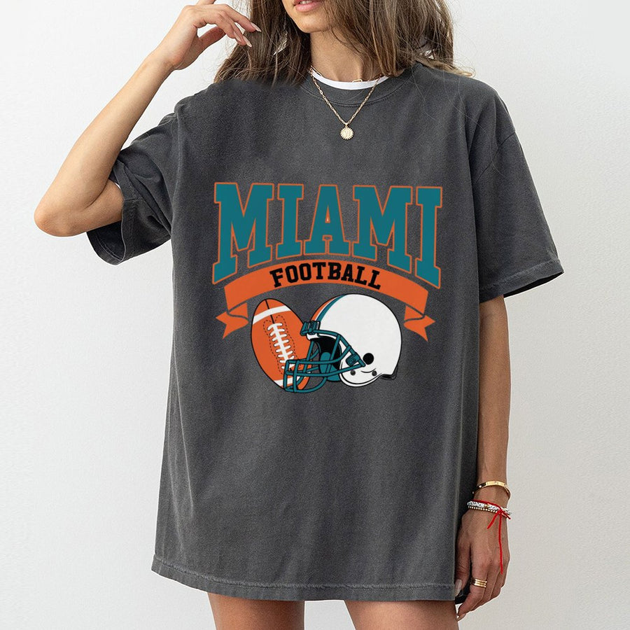 Miami Football T-Shirt Retro Miami Football T-Shirt Vintage Style Dolphins Football Miami Fan Gift Dolphins T-Shirt Game Day