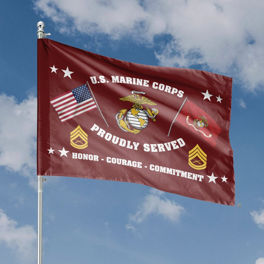 US Marine Corps Flag | Proudly Served EGA Design | Durable Premium Polyester | Veteran Military Garden & Home Decor Gift