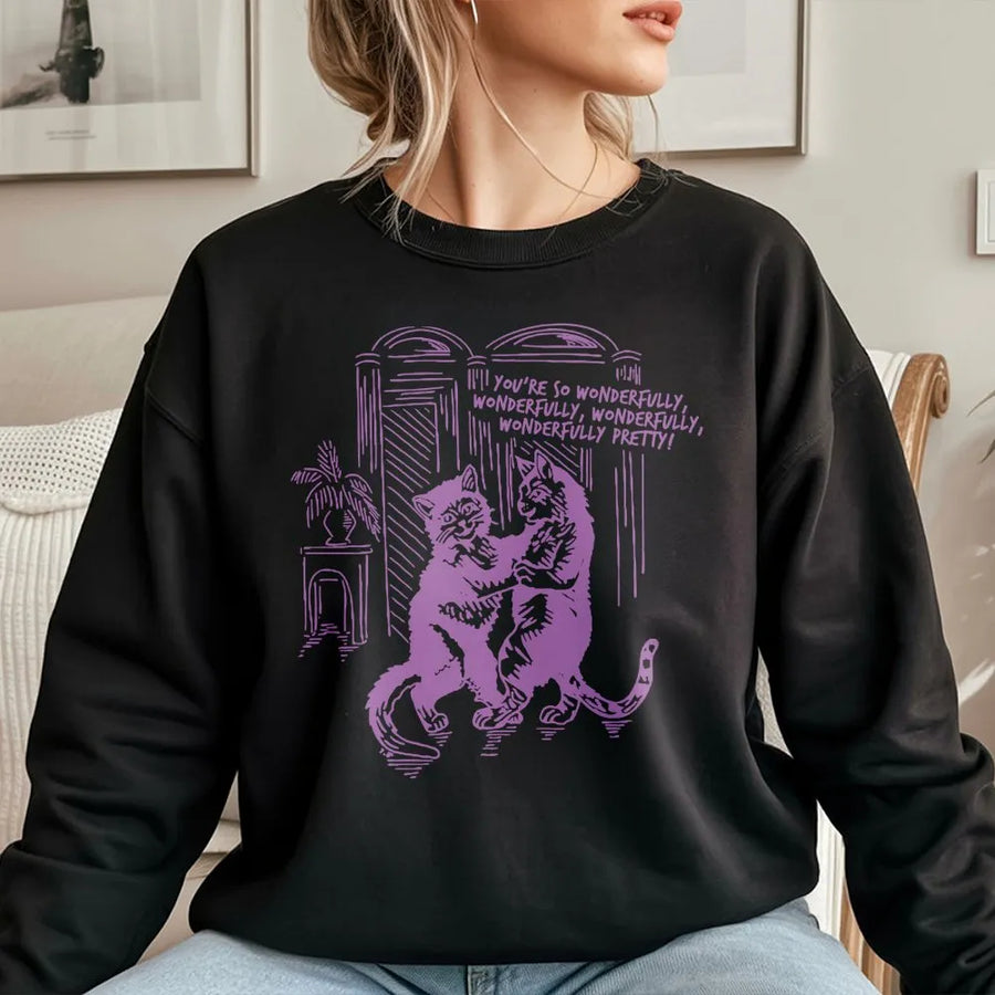 Dancing Cats Sweatshirt | Retro Indie Rock Band Aesthetic | Premium Soft Cotton Blend | Unique Music Lover Gift For Her & Him