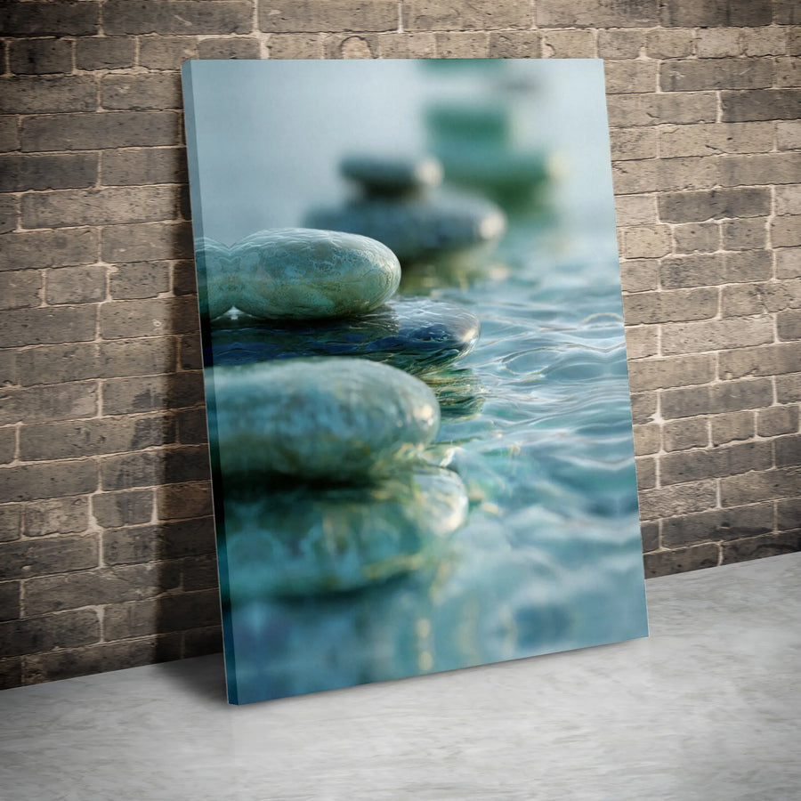 Zen Stones Canvas Wall Art | Calming River Rocks Photography | Premium Gallery Wrapped Canvas | Spa & Yoga Studio Decor Gift