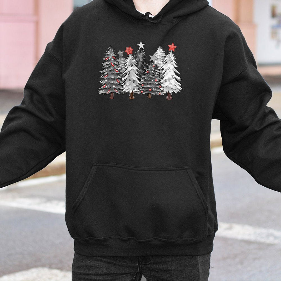 Christmas Tree Hoodie | Modern Minimalist Pine Forest Design | Premium Cotton-Blend Fleece | Festive Holiday Gift For Her