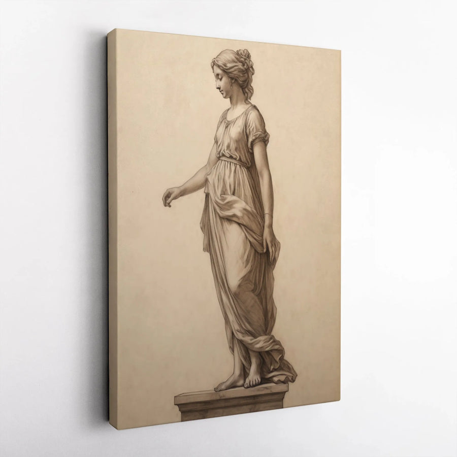 Classical Greek Woman Statue Canvas | Renaissance Sketch Art | Premium Fade-Resistant Wall Decor | Sophisticated Home Office Gift