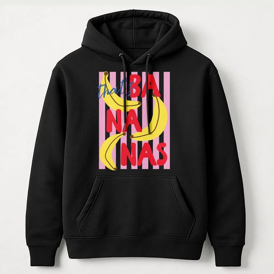 Thats Bananas Hoodie | Funny Retro Fruit Pun Graphic | Cozy Cotton Blend Pullover | Trendy Summer Aesthetic Gift for Women