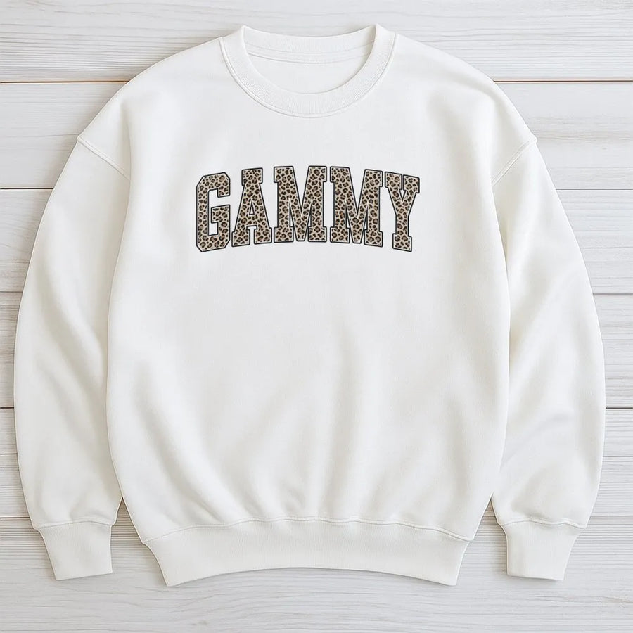 Gammy Shirt with Leopard Print | Collegiate Varsity Letter T-Shirt | Soft Cotton Graphic Tee | Mother's Day Gift for New Grandma