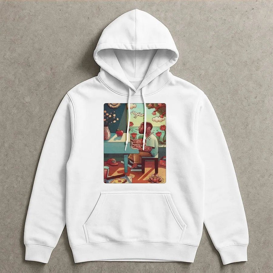 Artist Piano Hoodie | Dreamy Music Tribute Graphic Art | Premium Cotton Blend | Unisex Hip Hop Merch Gift for Music Lovers