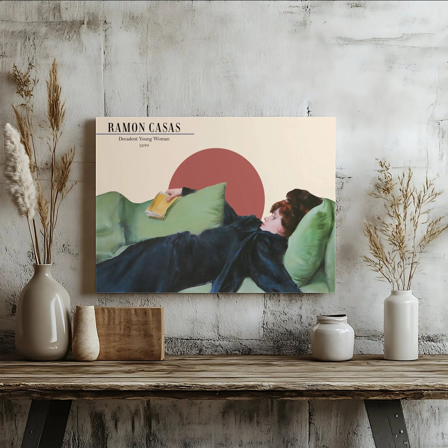 Ramon Casas Decadent Young Woman Canvas Print | Vintage Spanish Art Reproduction | Premium Gallery Wall Art | Collector's Gift for Art Lover