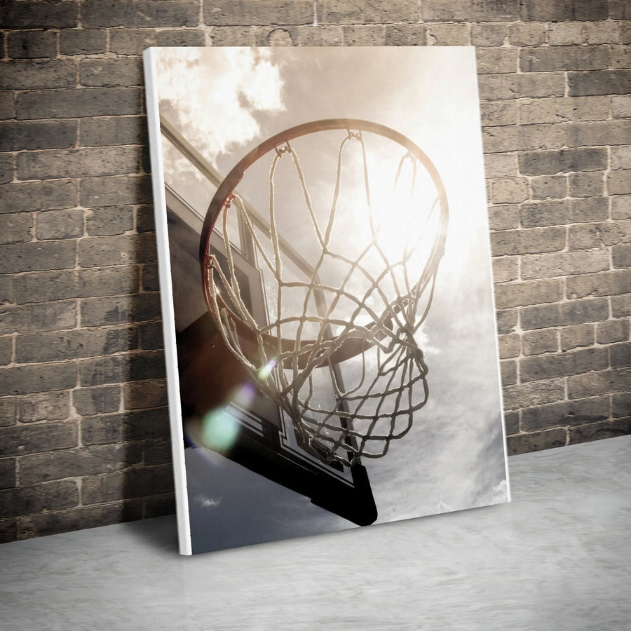 Inspirational Basketball Hoop Canvas Print | Vintage Sports Photography Wall Art | Premium Thick Gallery Wrap | Collector's Gift for Player, Boys Room Decor