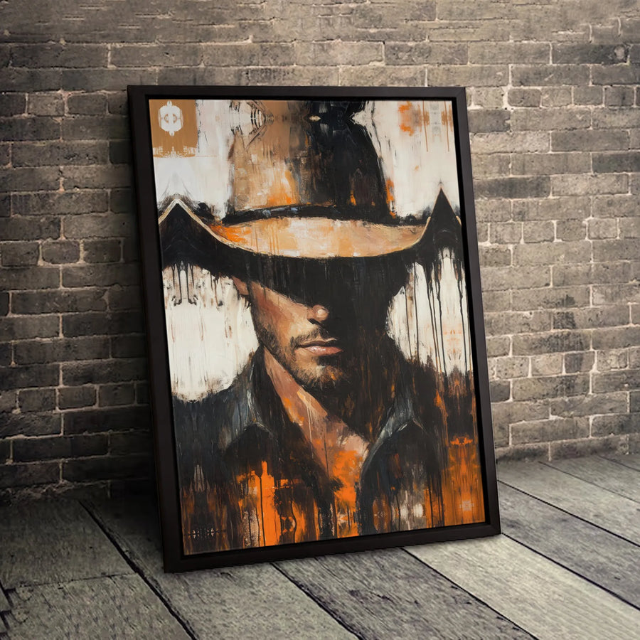 Abstract Cowboy Canvas Print | Modern Western Wall Art | 1.25 Inch Gallery Wrap | Rustic Home Decor Gift for Him