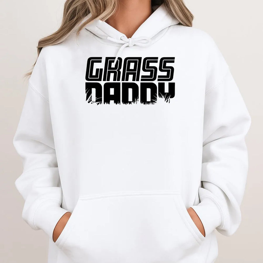 Grass Daddy Hoodie | Funny Lawn Care Graphic Sweatshirt | Premium Cotton Blend | Perfect Dad Gift For Landscaper And Gardener