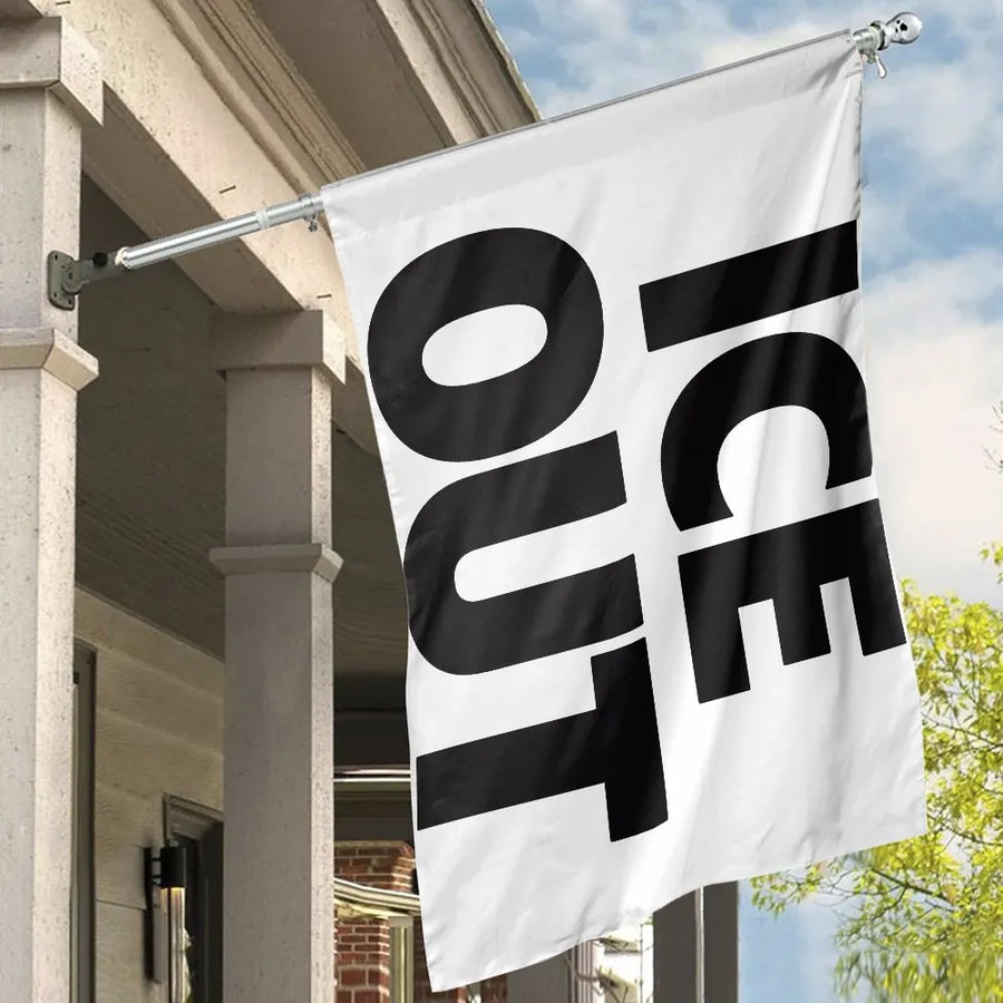 ICE Out House Flag | Bold Minimalist Protest Banner | Premium Weather-Resistant Polyester | Political Yard Decor Gift for Activists