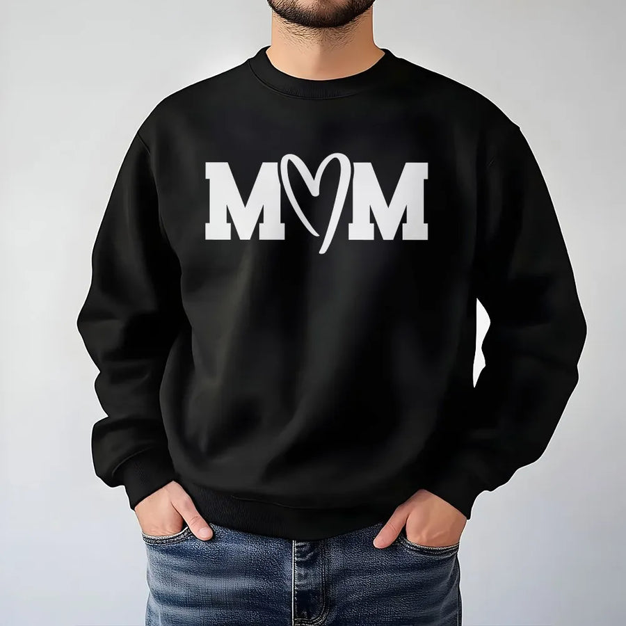 Mom Heart Sweatshirt | Minimalist Love Graphic Tee | Soft Cotton Unisex Top | Gift for Mothers Day from Son Daughter