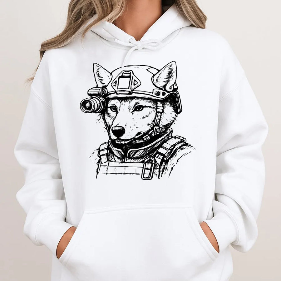 Tactical Coyote Hoodie | Night Vision Graphic Sketch | Premium Cotton Blend | Gift for Coyote Hunters & Veterans