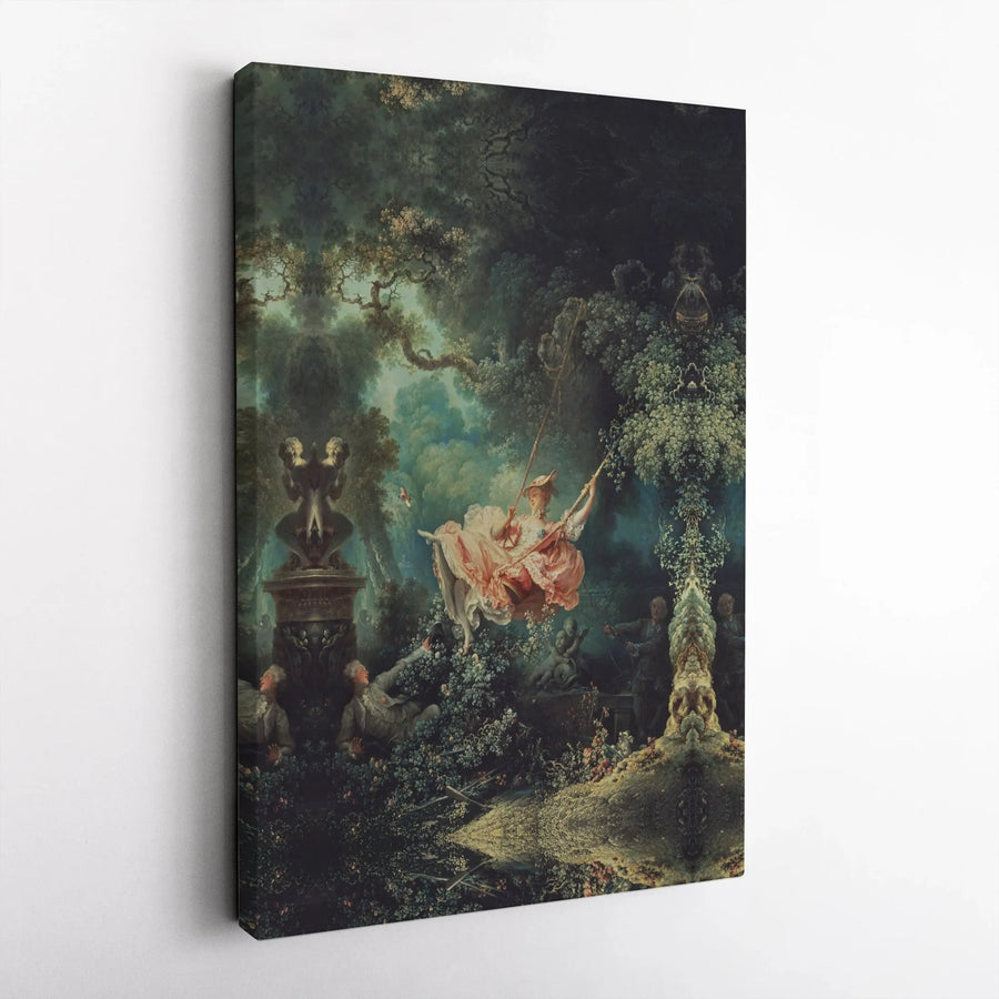 The Swing by Fragonard Canvas Art | Mirrored Rococo Masterpiece Wall Decor | Premium Fade-Resistant Gallery Wrap | Elegant Living Room Gift
