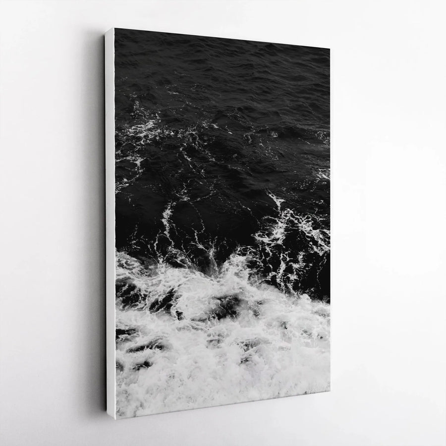 Abstract Ocean Waves Canvas | Monochrome Seascape Photography | Premium Gallery Wrap Wall Art | Modern Minimalist Home Decor Gift