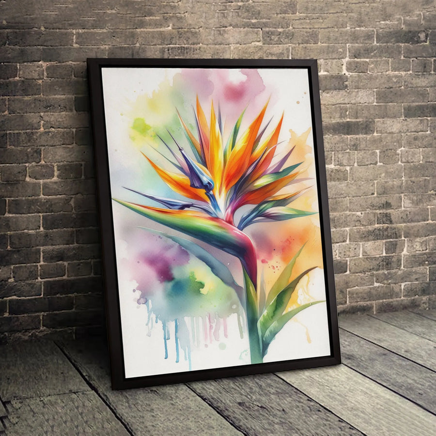 Bird of Paradise Wall Art | Colorful Watercolor Flower Print | Premium Gallery-Wrapped Canvas | Botanical Home Decor Gift for Plant Lovers
