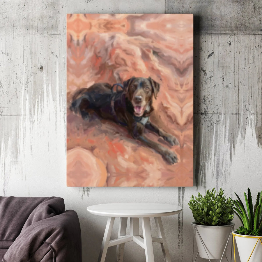 Black Labrador Canvas Wall Art | Impressionist Dog Painting Portrait | Premium Gallery Wrap Decor | Gift For Dog Lovers & Pet Owners