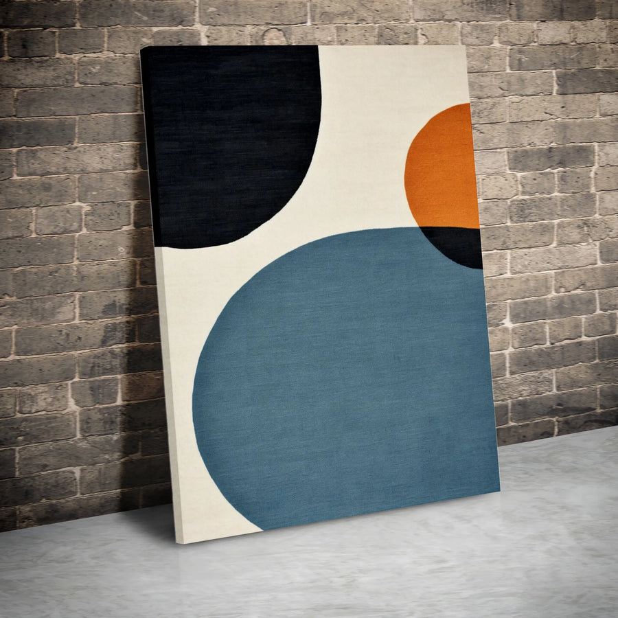 Modern Abstract Canvas Wall Art | Geometric Mid-Century Circles Design | Premium 1.25-Inch Gallery Wrap | Minimalist Office & Home Decor Gift