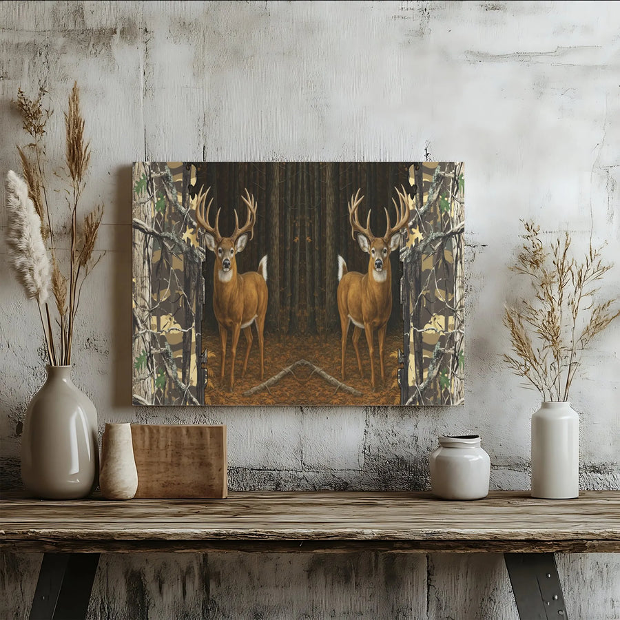 Whitetail Deer Canvas Wall Art | Autumn Forest Nature Print | Premium 1.25-Inch Gallery Wrap | Rustic Lodge & Hunting Cabin Decor Gift
