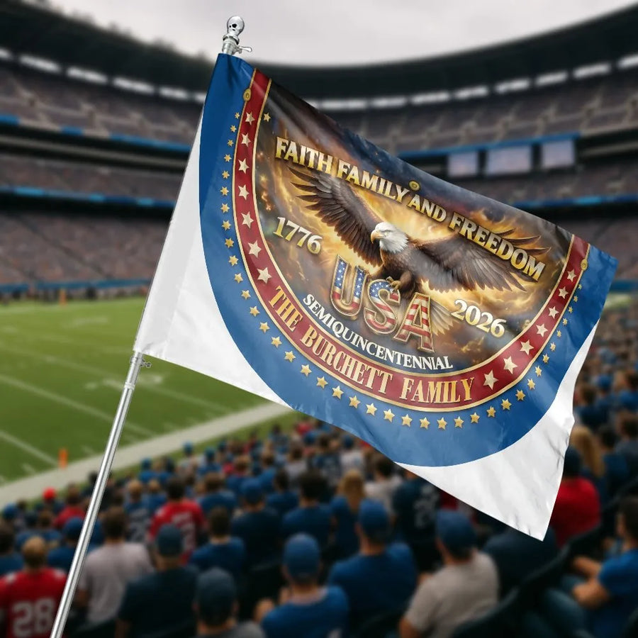 Patriotic Eagle House Flag | USA 250th Semiquincentennial 1776-2026 | Premium Double Sided Polyester | Faith Family Freedom Garden Decor Gift