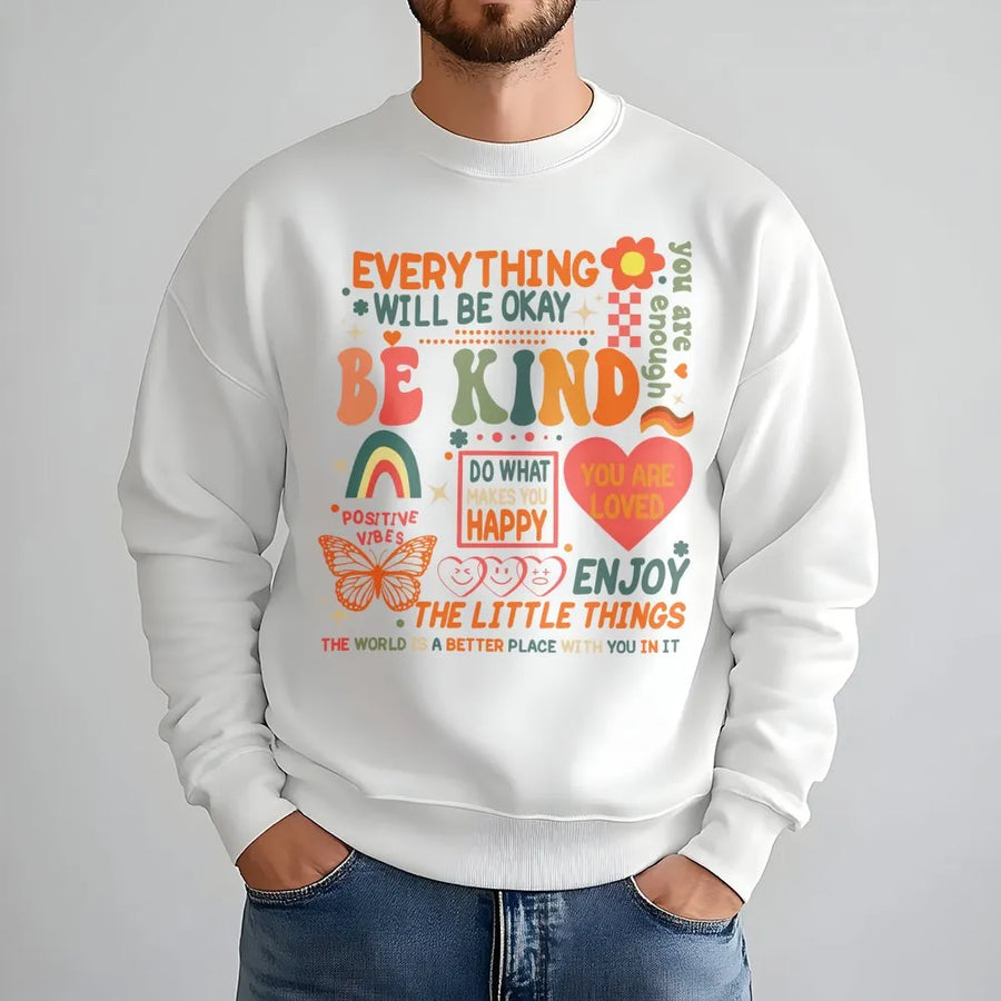 Be Kind Sweatshirt | Retro Mental Health Matters Graphic | Premium Cotton Blend | Positive Vibes Self Love Gift for Her
