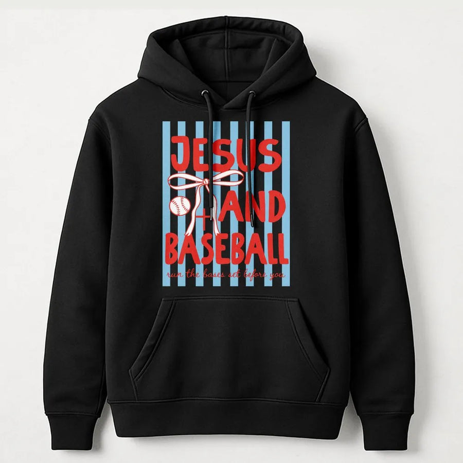 Jesus and Baseball Hoodie | Run The Bases Faith Graphic Tee | Premium Cotton | Gift for Christian Athlete