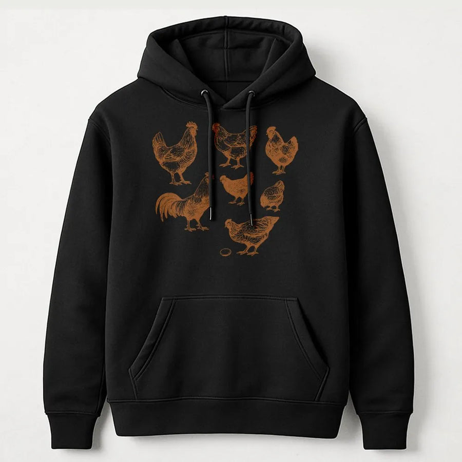 Chicken Hoodie | Vintage Farm Animal Sketch Graphic | Premium Cotton Blend | Gift for Chicken Farmer & Homestead Lover
