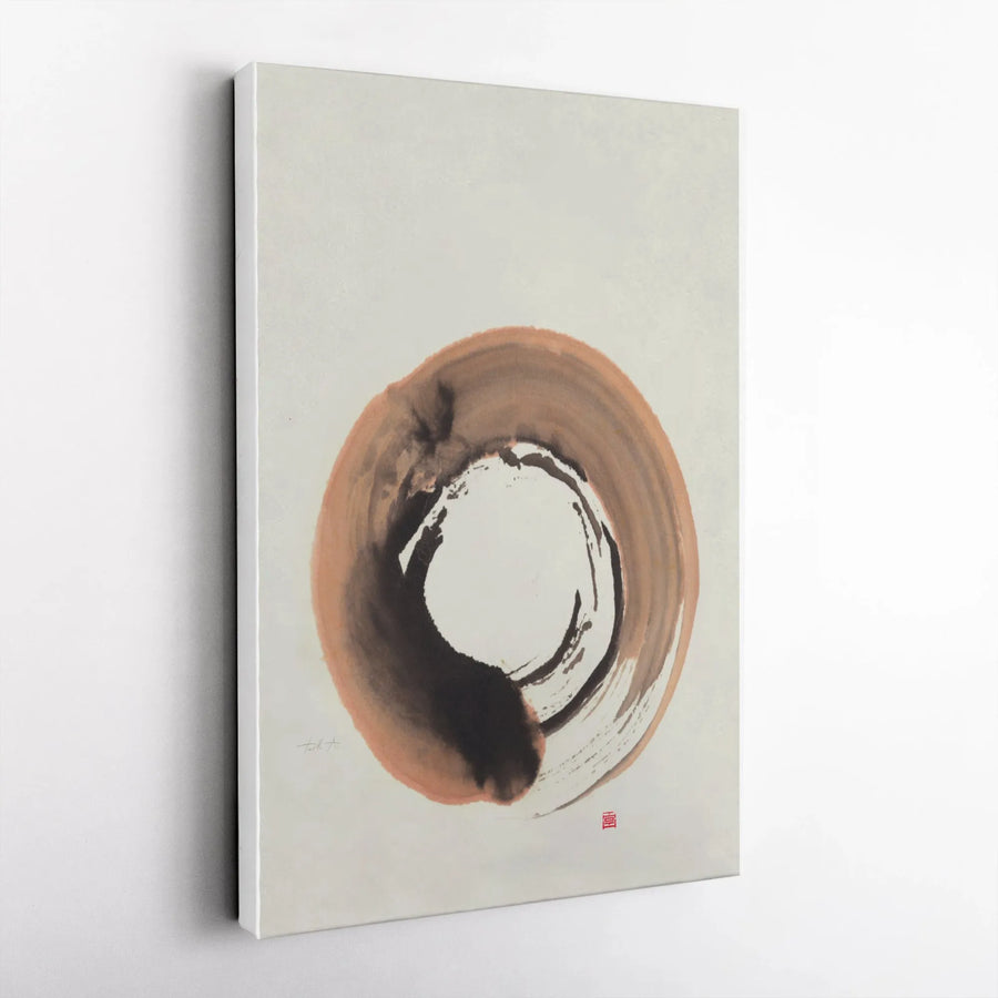 Zen Ensō Circle Canvas Wall Art | Japanese Brushstroke Ink Painting | Premium Gallery Wrapped Print | Modern Minimalist Home Decor Gift