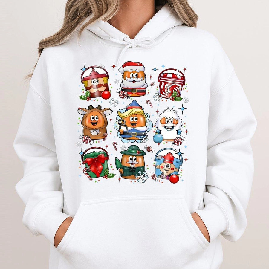 Christmas Chicken Nuggets Hoodie | Festive Funny Foodie Graphic Print | Premium Cotton Blend Pullover | Unisex Holiday Gift for Food Lovers