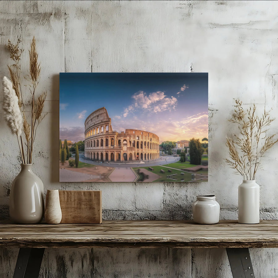 Colosseum Wall Art Canvas | Roman Architecture Photography | Premium Fade-Resistant Print | Traveler Gift & Office Decor