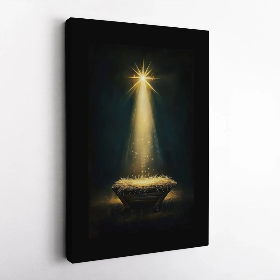 Nativity Scene Canvas Print | Star of Bethlehem Manger Wall Art | Gallery Quality 1.25" Profile | Religious Christmas Home Decor Gift