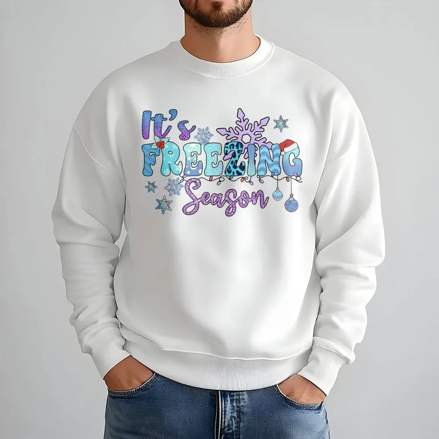 It's Freezing Season Sweatshirt | Christmas Snowflake Graphic Tee | Cozy Premium Cotton Blend | Gift For Her Holiday Winter Outfit